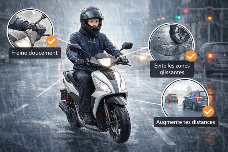 Conduite scooter sous la pluie